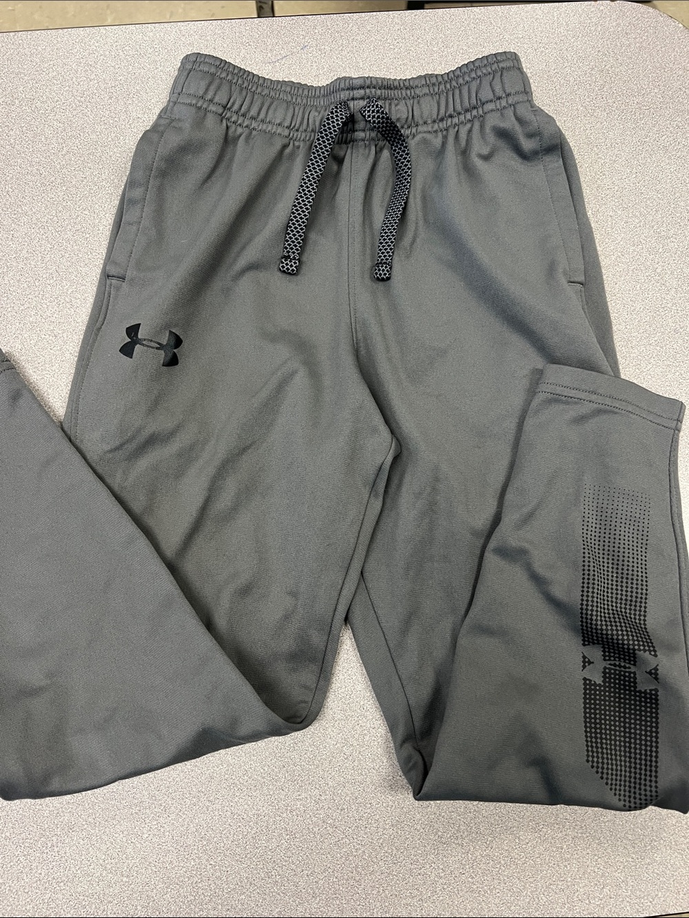 Under Armour Kids Gray Athletic Joggers with Black Logo